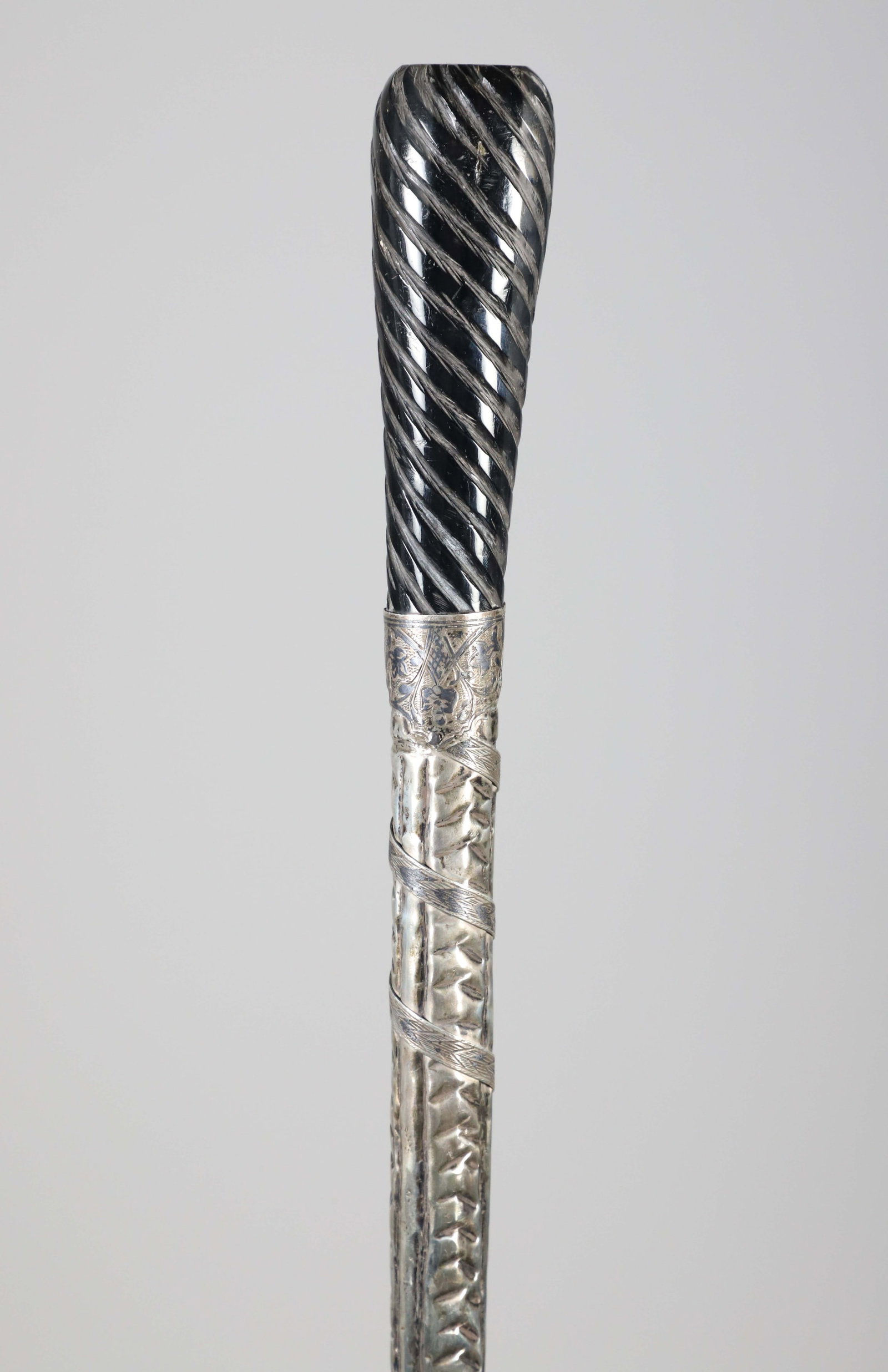 Elaborately Engraved Silver Sheathed Shaft Walking Stick, 19th Century (1 of 6)