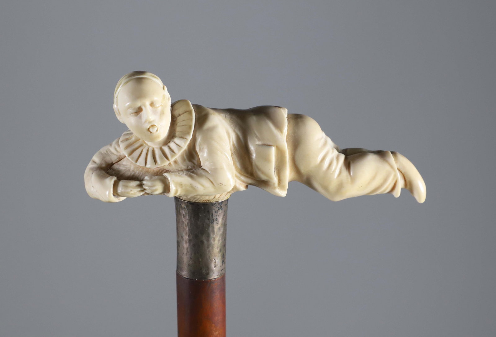 Finely Carved Jester Grip Walking Stick, 19th Century