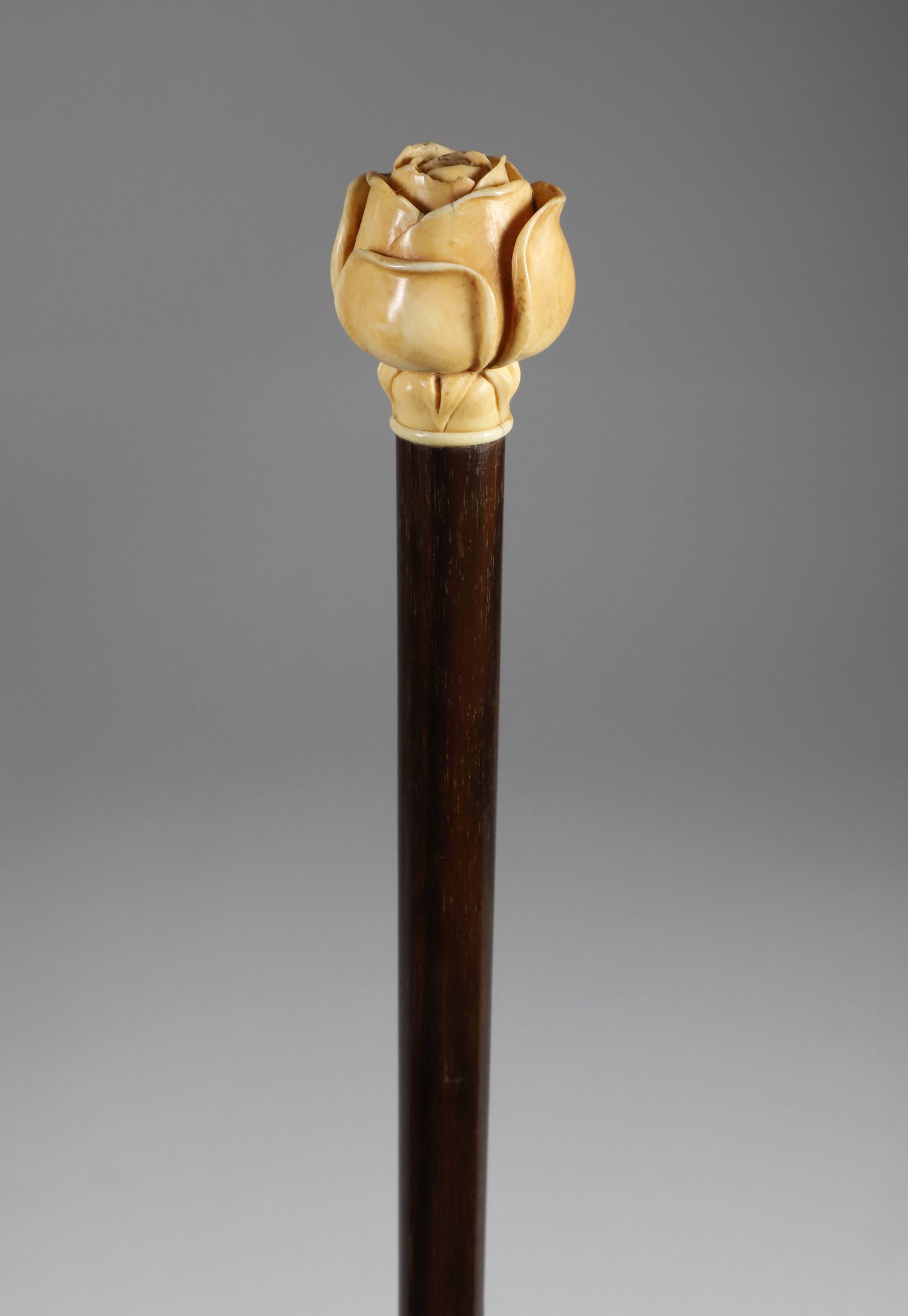 Carved Rosebud Grip Walking Stick, 19th Century