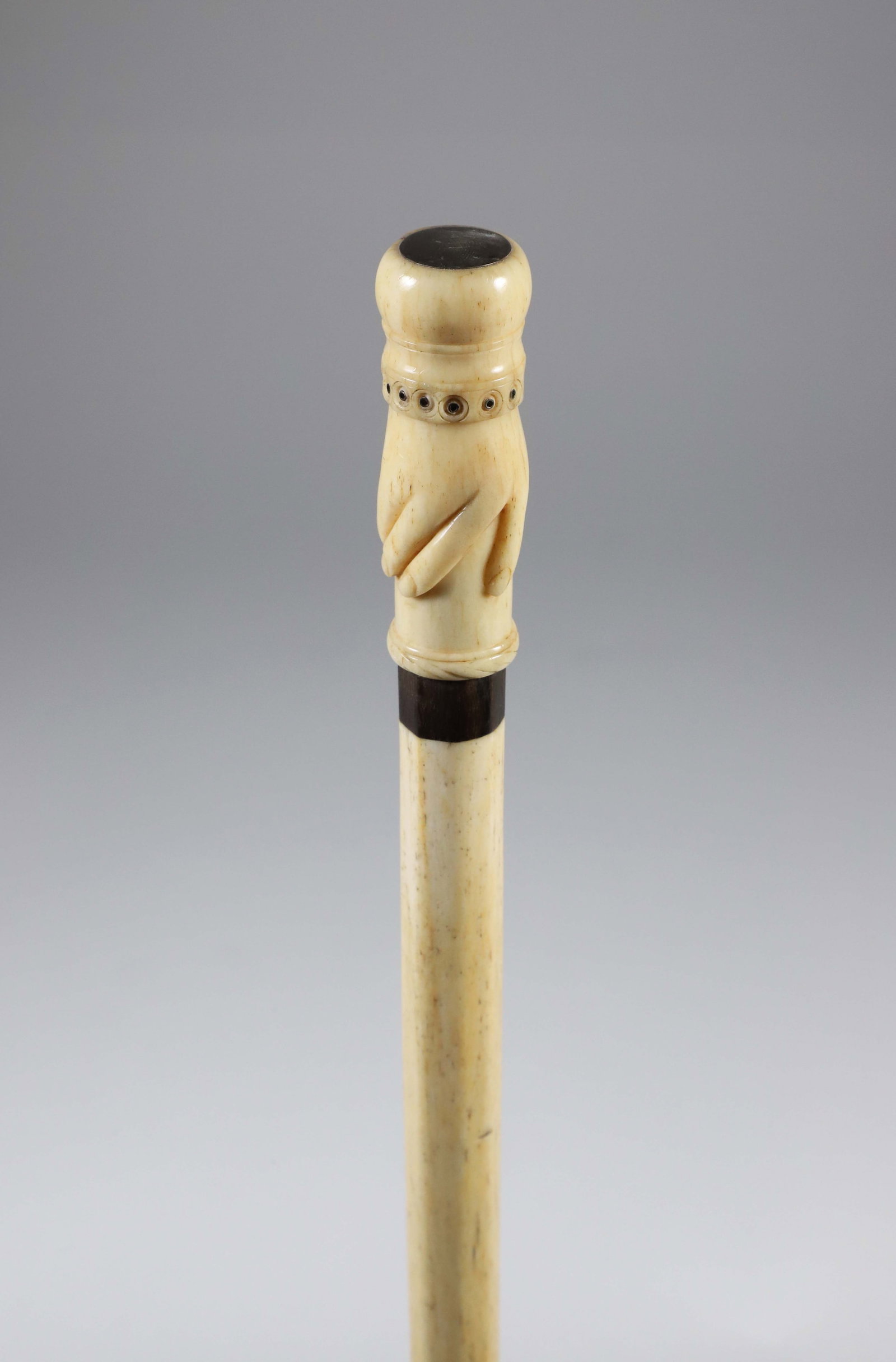 Whaler Made Hand Grip Walking Stick, 19th Century (1 of 6)