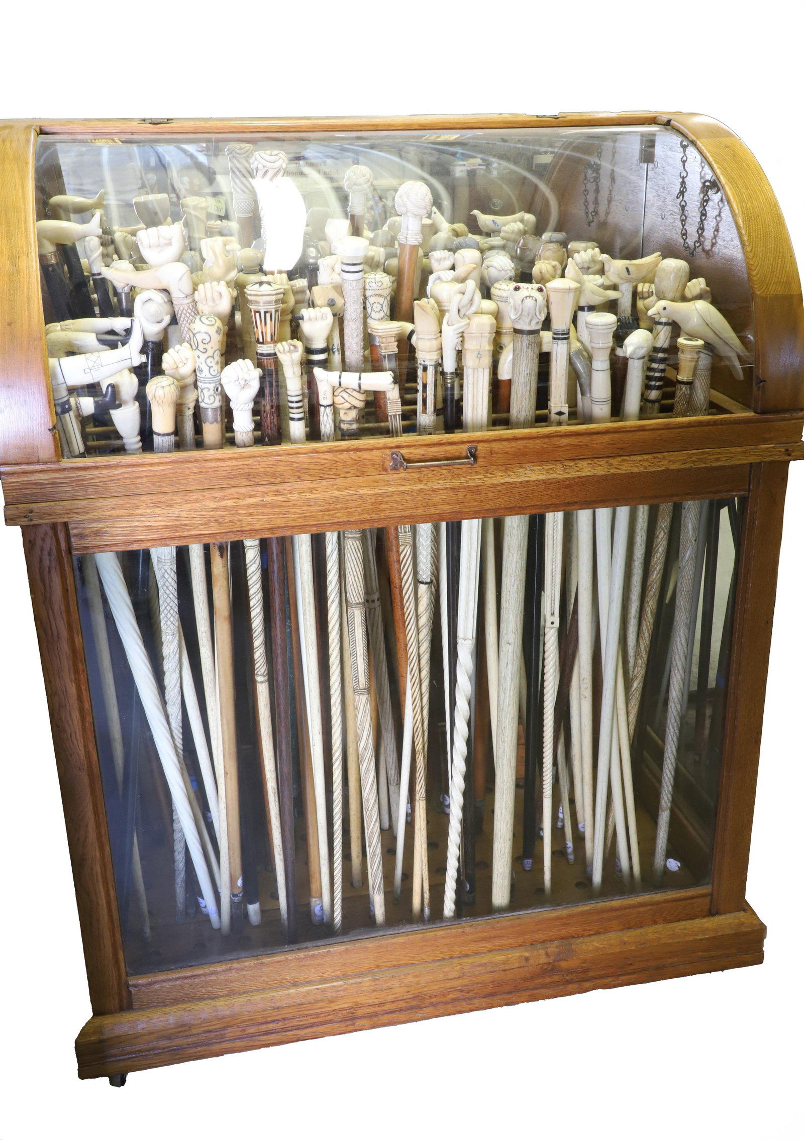 Vintage Oak Dome Top Cane Rack Display Showcase (1 of 2)