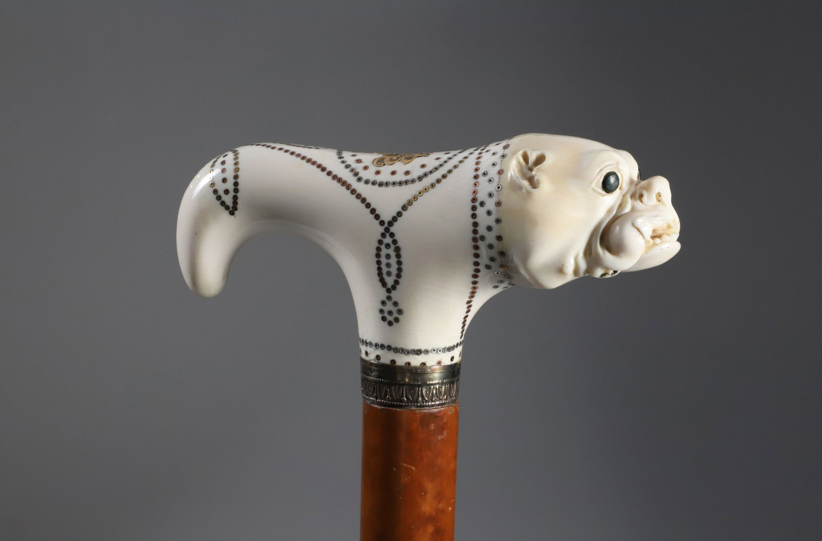 Large T-Shaped Grip Pique Bulldog Cane, 18th Century (1 of 5)
