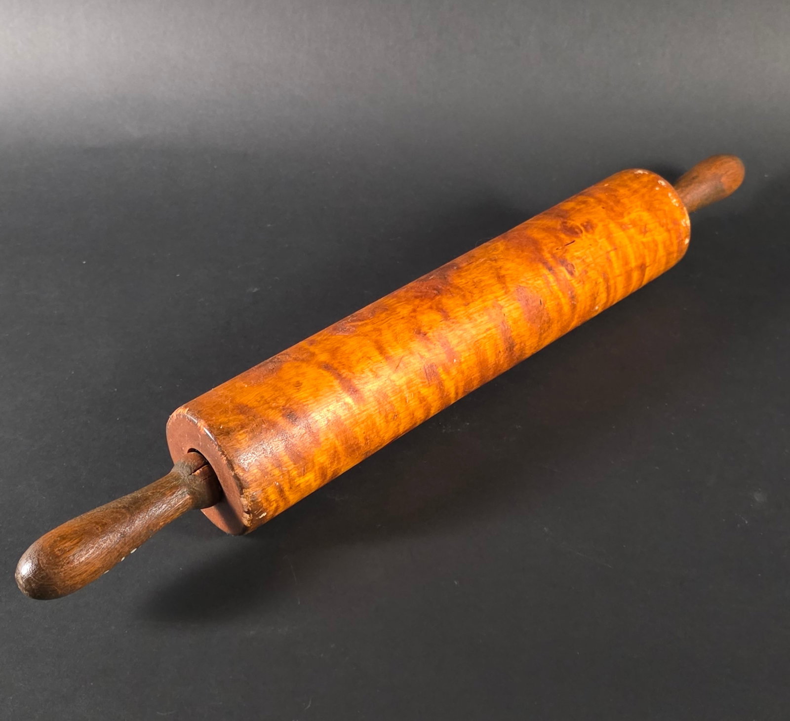 Antique American Solid Tiger Maple Rolling Pin - 2