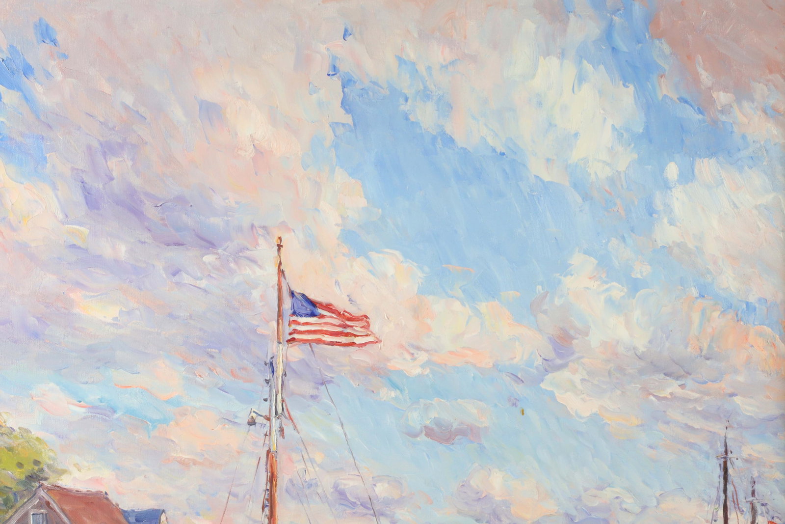 Jan Pawlowski (Polish-American) Oil on Canvas "Nantucket Harbor at Straight Wharf" - 3