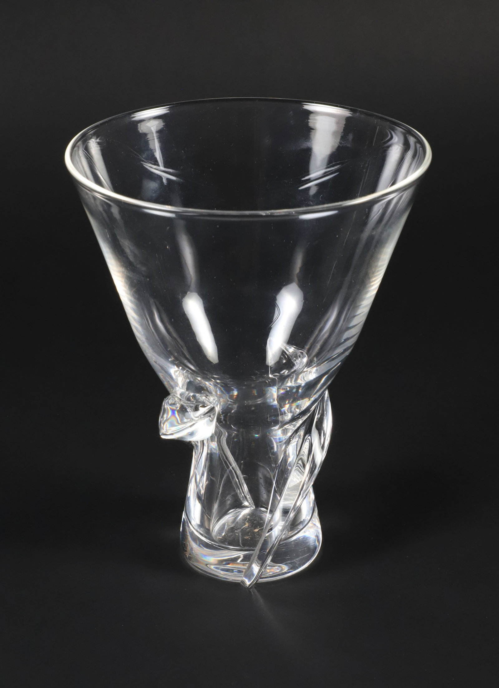 Signed Steuben Clear Glass Vase with Twist Base (1 of 5)