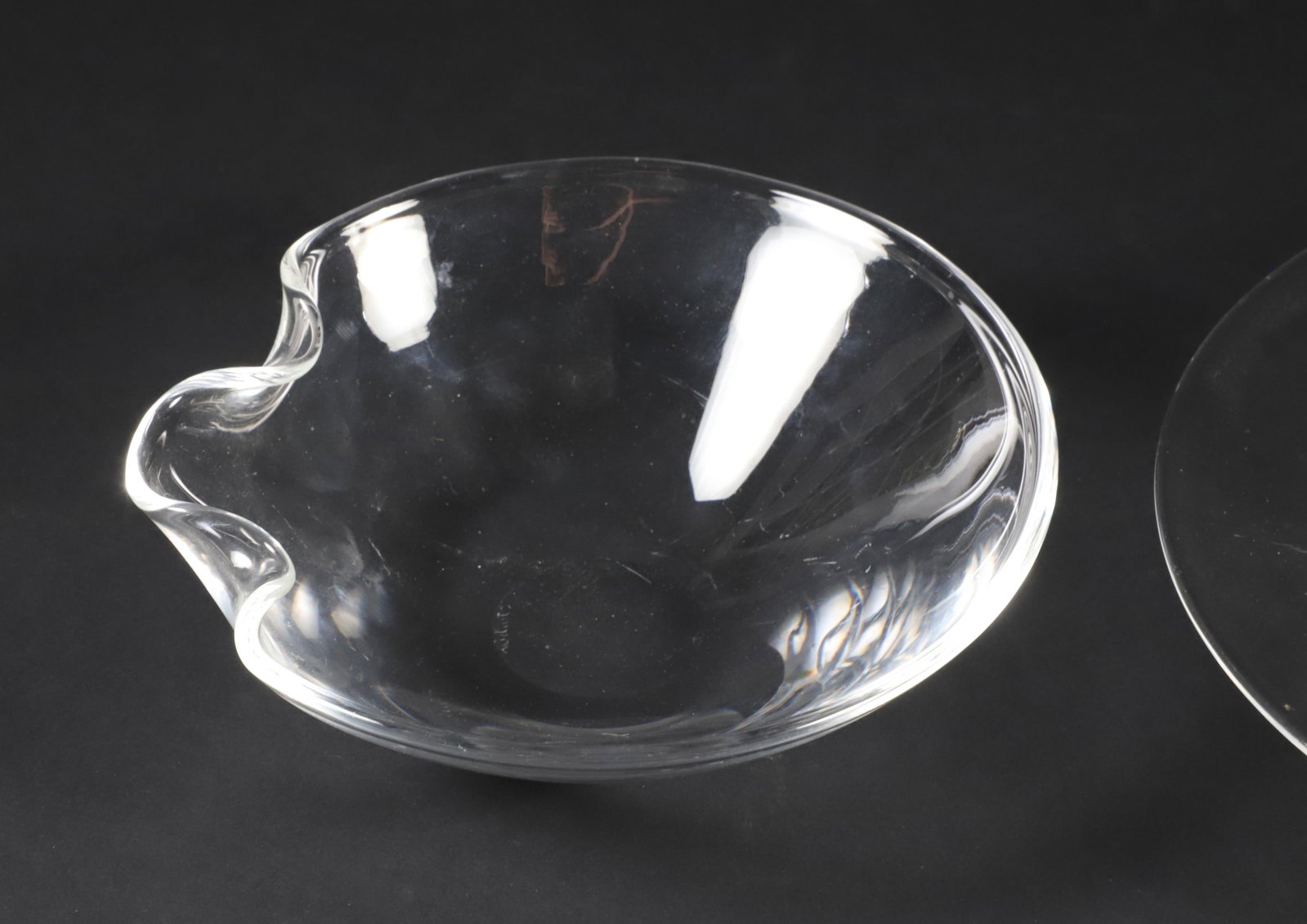 Two Signed Steuben Clear Crystal Dishes - 2