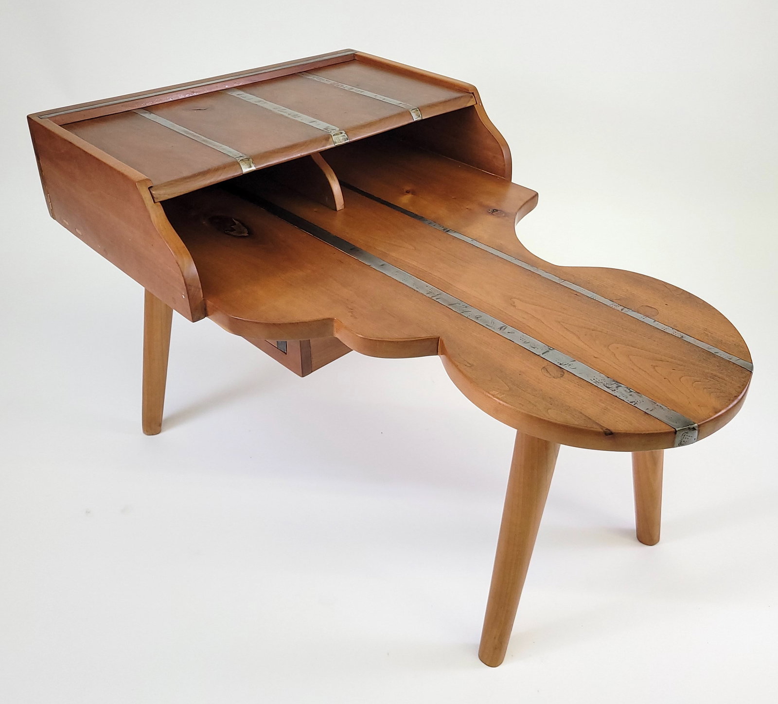 Vintage Metal Strapped Cherrywood Bench End Table (1 of 4)