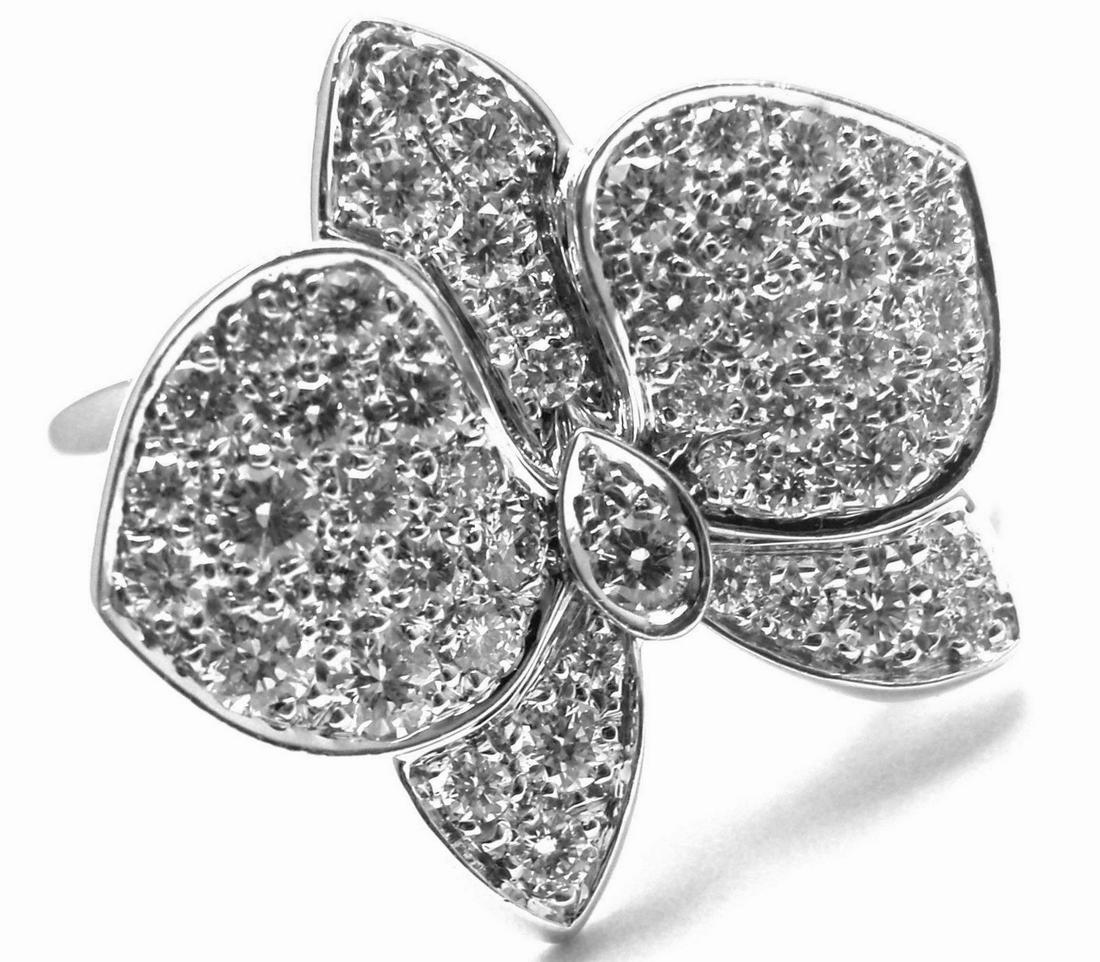 Cartier Caresse Orchid Flower 18k Gold Diamond Ring