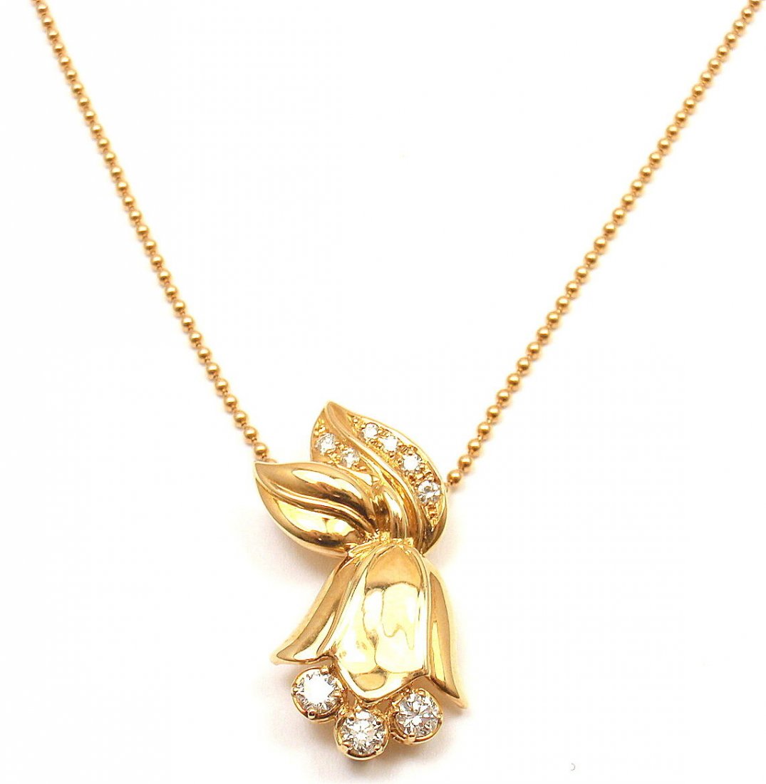 Christian Dior 18k Gold Diamond Pin Necklace