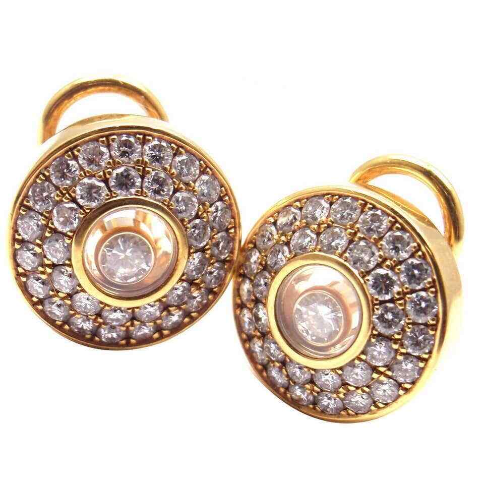 Chopard Happy Diamond 18k Yellow Gold Earrings (1 of 9)