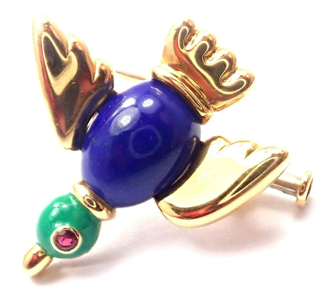 Vintage Cartier 18k Yellow Gold Lapis Lazuli Ruby Bird (1 of 9)