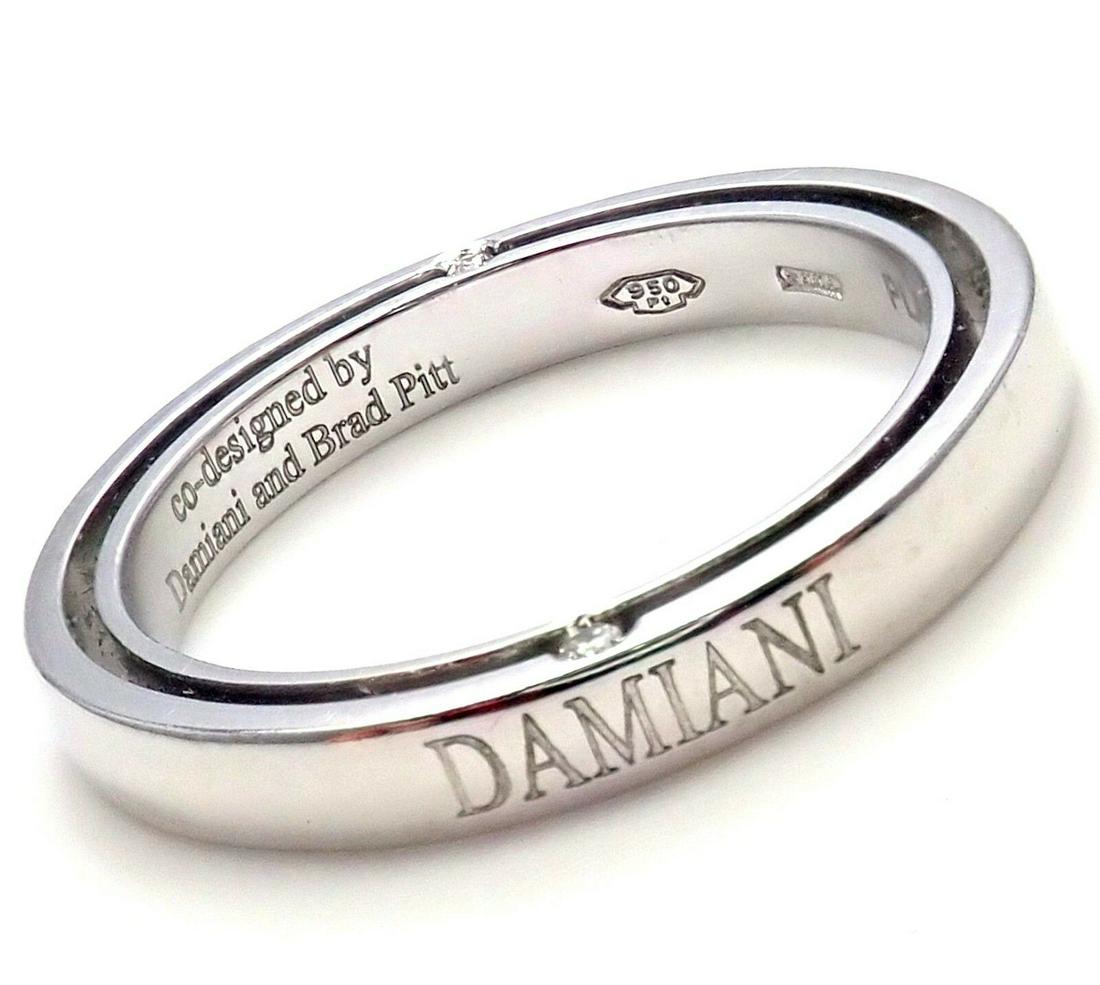 Damiani Brad Pitt Platinum 4 Diamond 3mm Band Ring Sz 7 (1 of 4)