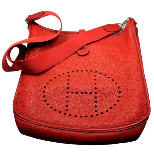 Hermes Evelyne Red Clemence Leather PM Handbag Purse (1 of 7)