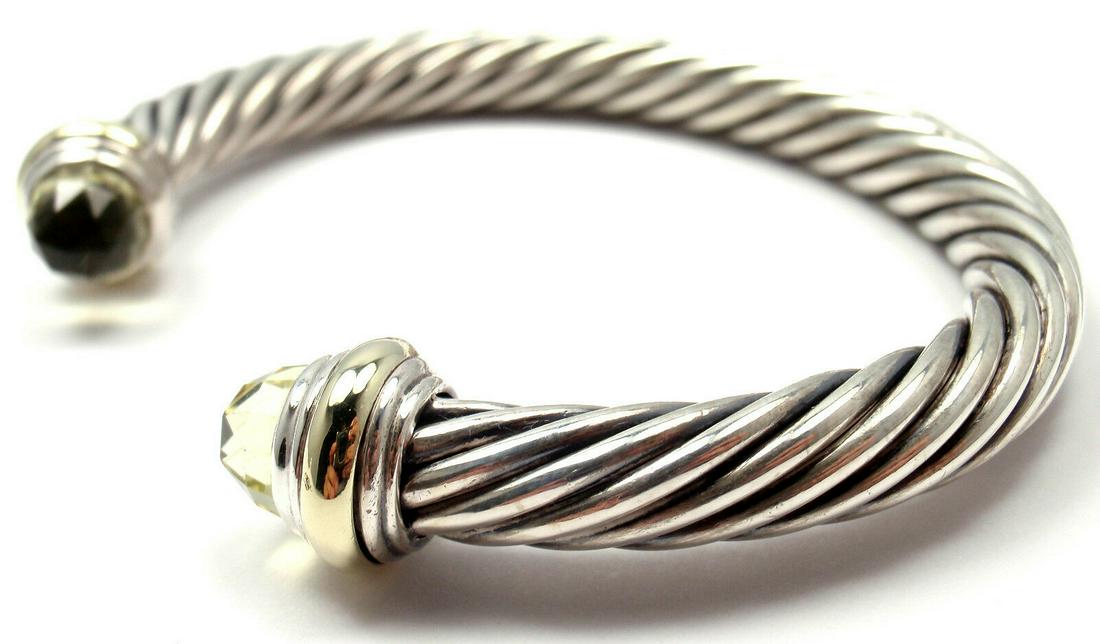 David Yurman Sterling Silver 14K Yellow Gold Cable: David Yurman Sterling Silver 14K Yellow Gold Cable Lemon Citrine 7mm Bracelet David Yurman Sterling Silver 14K Yellow Gold Cable Lemon Citrine 7mm Bracelet Product Description About This Piece: Metal: