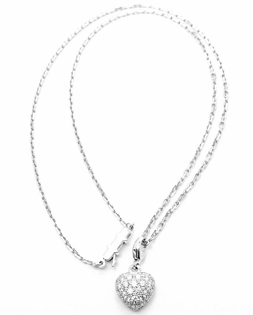 Cartier 18k White Gold Diamond Heart Pendant Necklace (1 of 20)