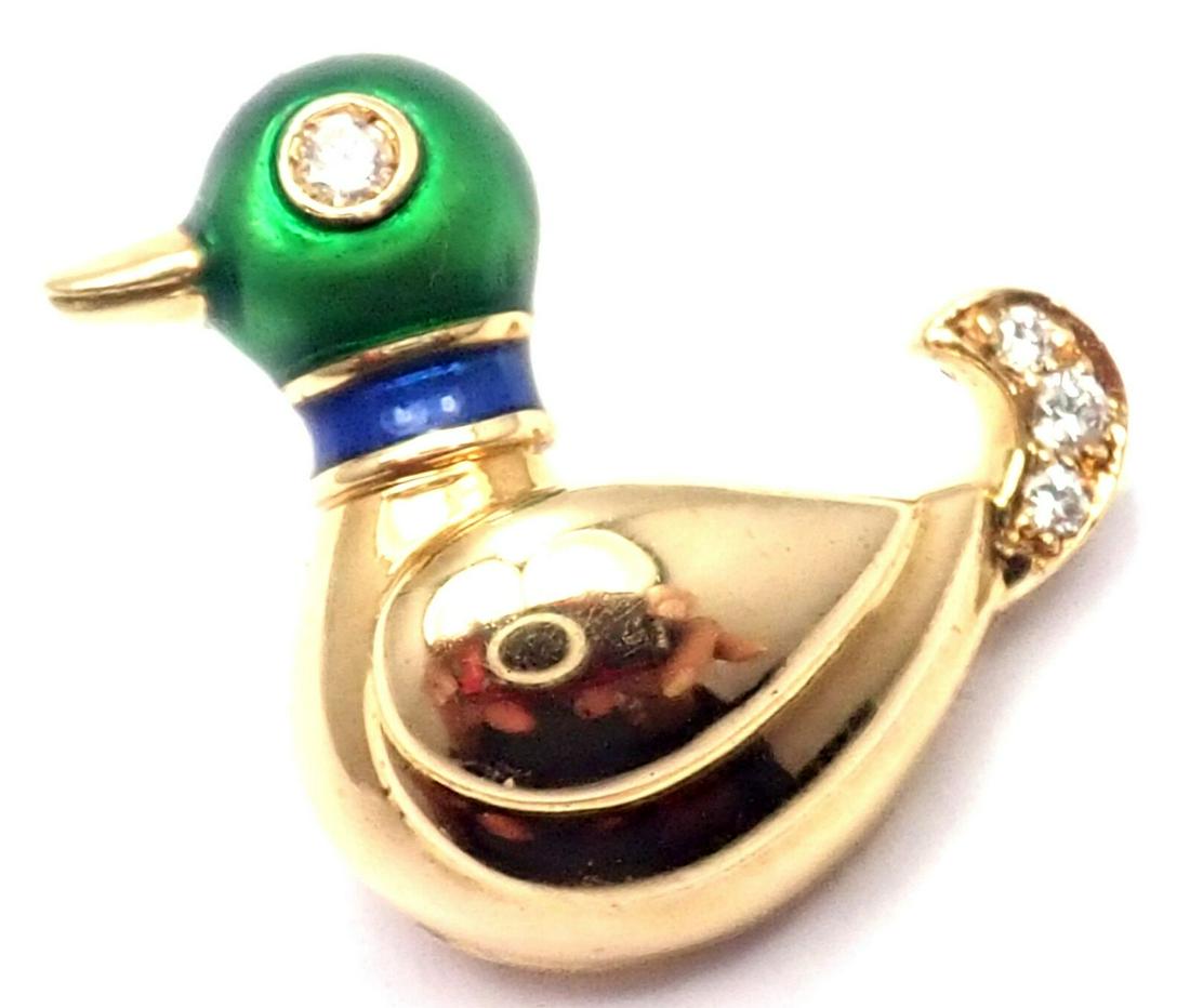 Cartier Duck 18k Yellow Gold Diamond Enamel Tie Lapel (1 of 16)