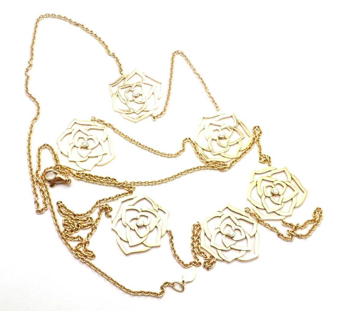 Piaget 18k Yellow Gold Diamond Rose Flower 41" Long: Piaget 18k Yellow Gold Diamond Rose Flower 41" Long Necklace Piaget 18k Yellow Gold Diamond Rose Flower 41" Long Necklace Product Description About This Piece: Metal: 18k Yellow Gold Weight: Width: 32