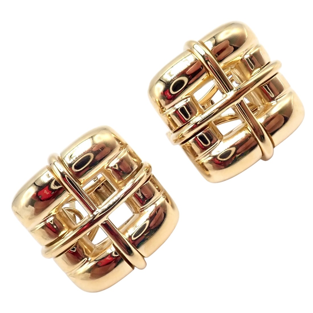 Vintage Tiffany & Co 18k Yellow Gold Square Window Biscayne Earrings 2001: About This Piece: These authentic, rare vintage Tiffany & Co. earrings from 2001 are exquisitely cr