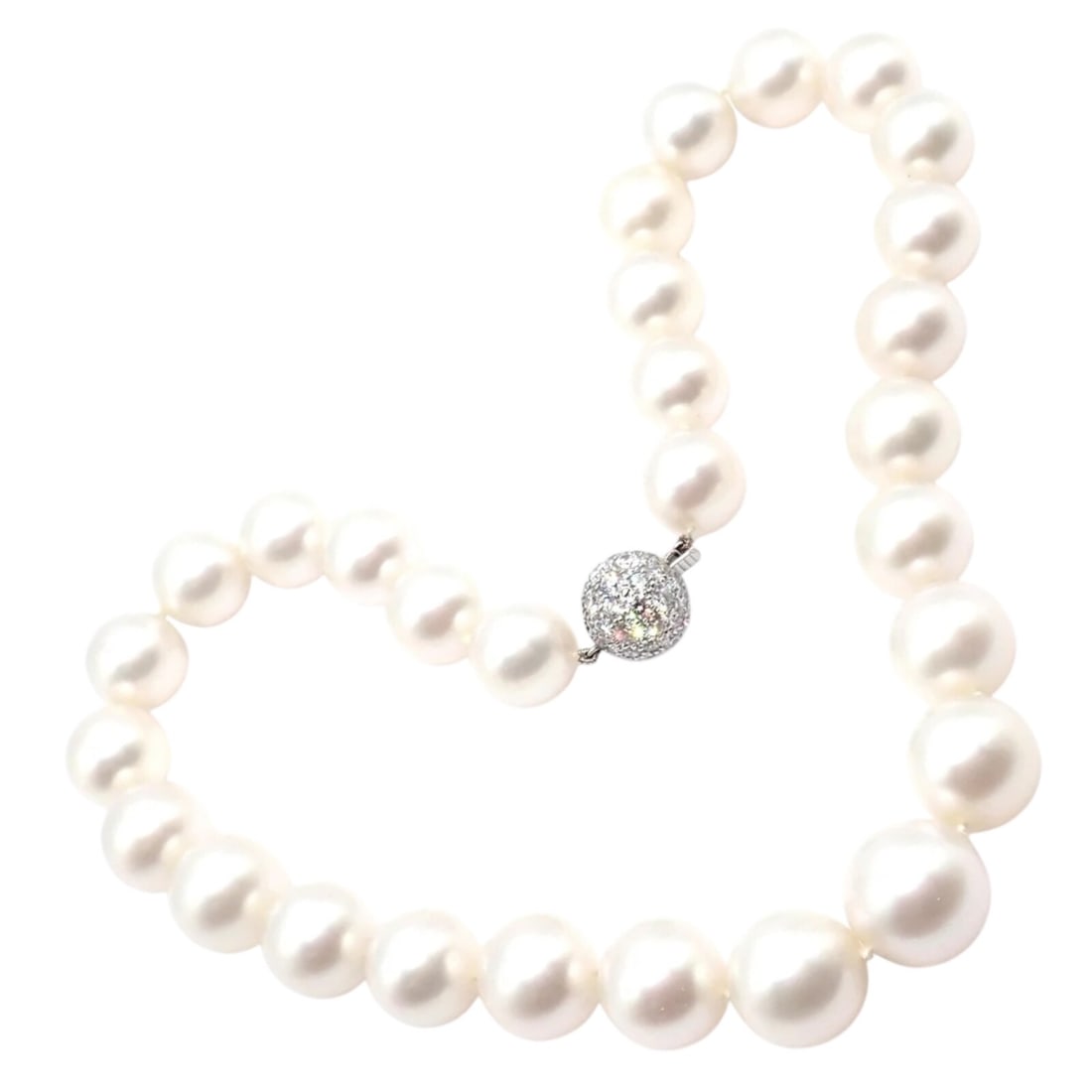 Tiffany & Co Platinum Diamond South Sea Large Pearl Necklace Paper: About This Piece: The Tiffany & Co. Platinum Diamond South Sea Large Pearl Necklace epitomizes luxury and refinem
