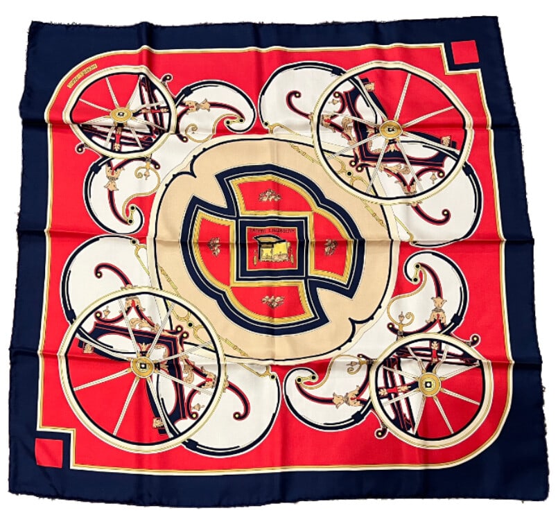Hermes Washington's Carriage Vintage 90cm Silk Scarf: About This Piece: Celebrate history and elegance with this Authentic RARE Hermes "Washington's Carriage" vintage