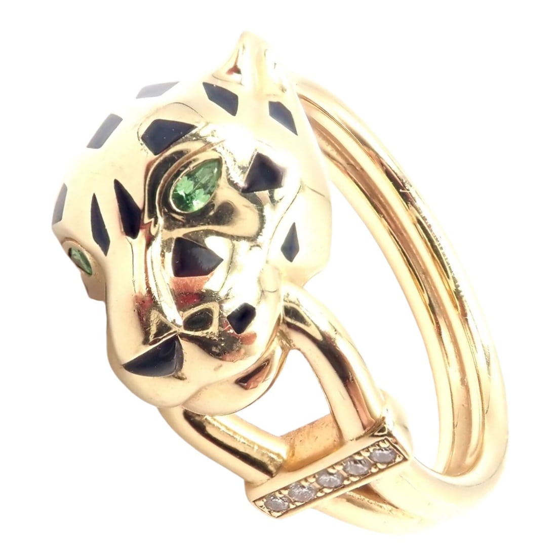 Cartier Panther Panthere 18k Gold Diamond Lacquer Tsavorite Ring Cert (1 of 9)