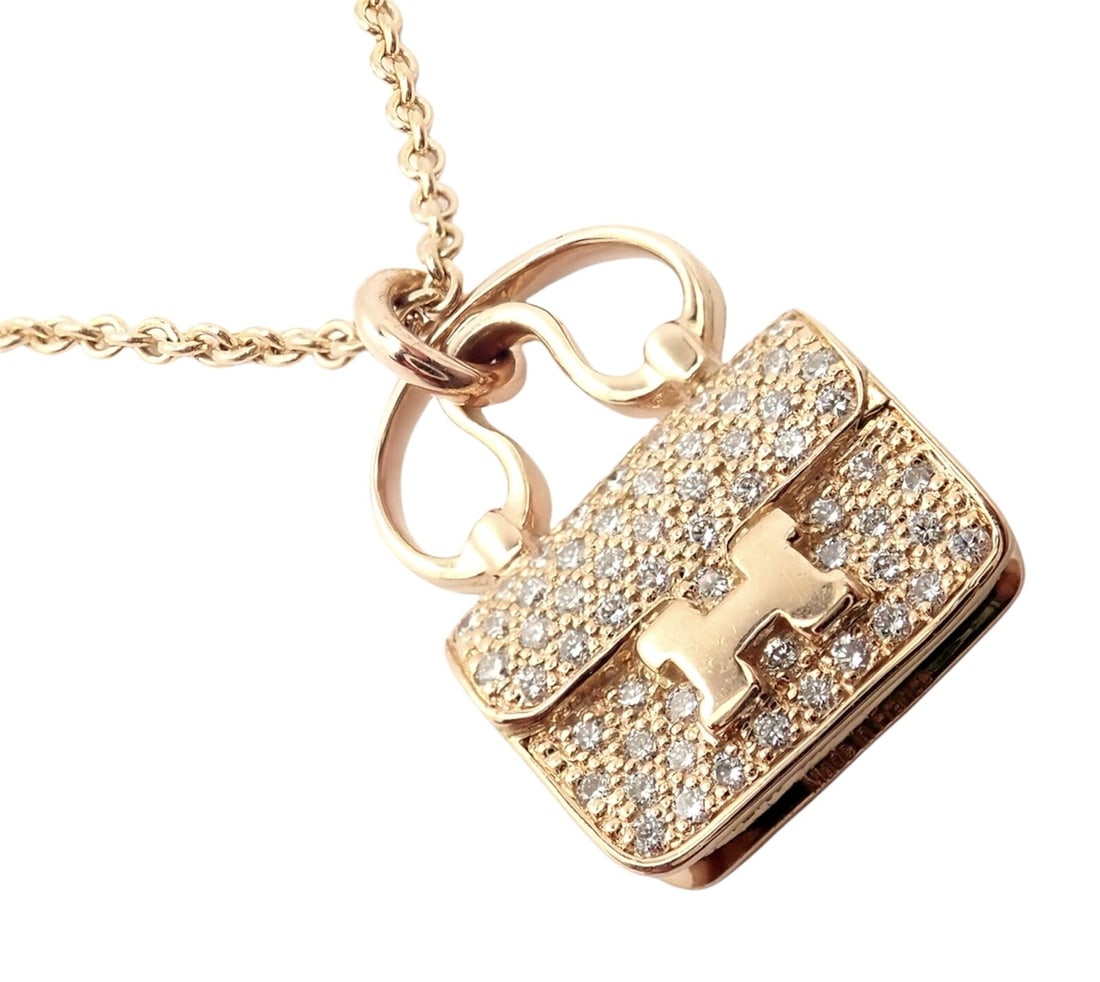 Hermes 18k Rose Gold Diamond Constance Amulette Pendant Necklace: About This Piece: Retailed $7,250 (Retired)