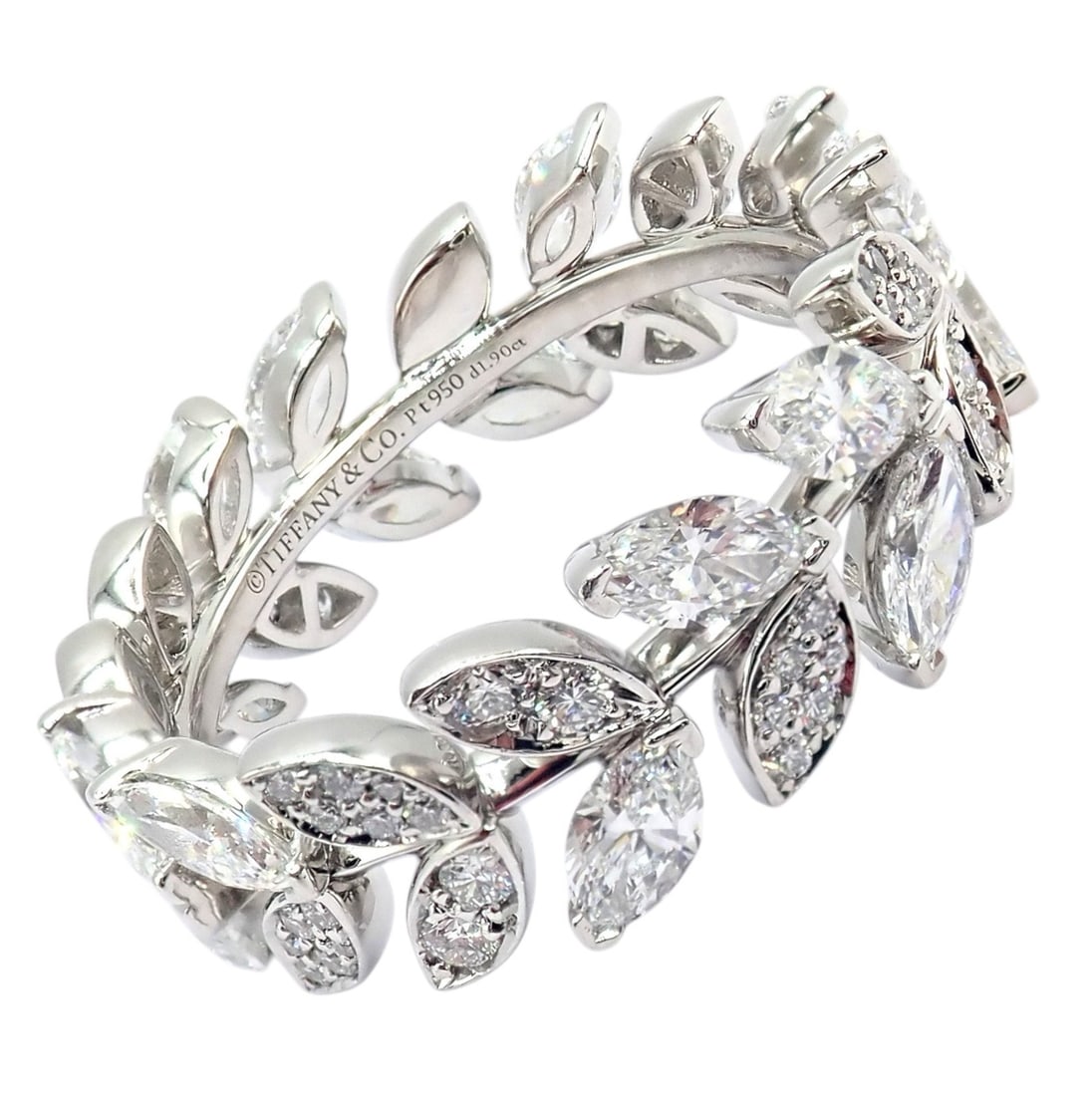Tiffany & Co Platlinum Victoria Vine Diamond 1.90ct Eternity Ring 7: About This Piece: Crafted in platinum, this Tiffany & Co. Victoria Vine eternity ring features approximately 1.90