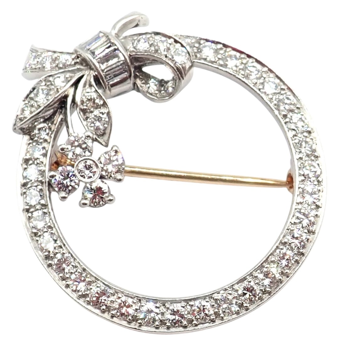 Tiffany & Co. Circle Platinum 2.1ct Diamond Pin Brooch 1920's: About This Piece: This authentic Tiffany & Co. Circle Pin Brooch, crafted in platinum, features 2.1 carats of daz