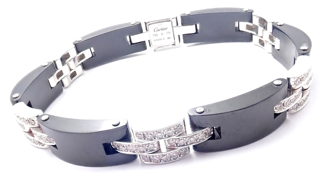 Cartier Maillon Panthere 18K White Gold Diamond Ceramic Link Bracelet: About This Piece: About Cartier: The company has a long and distinguished history of ser