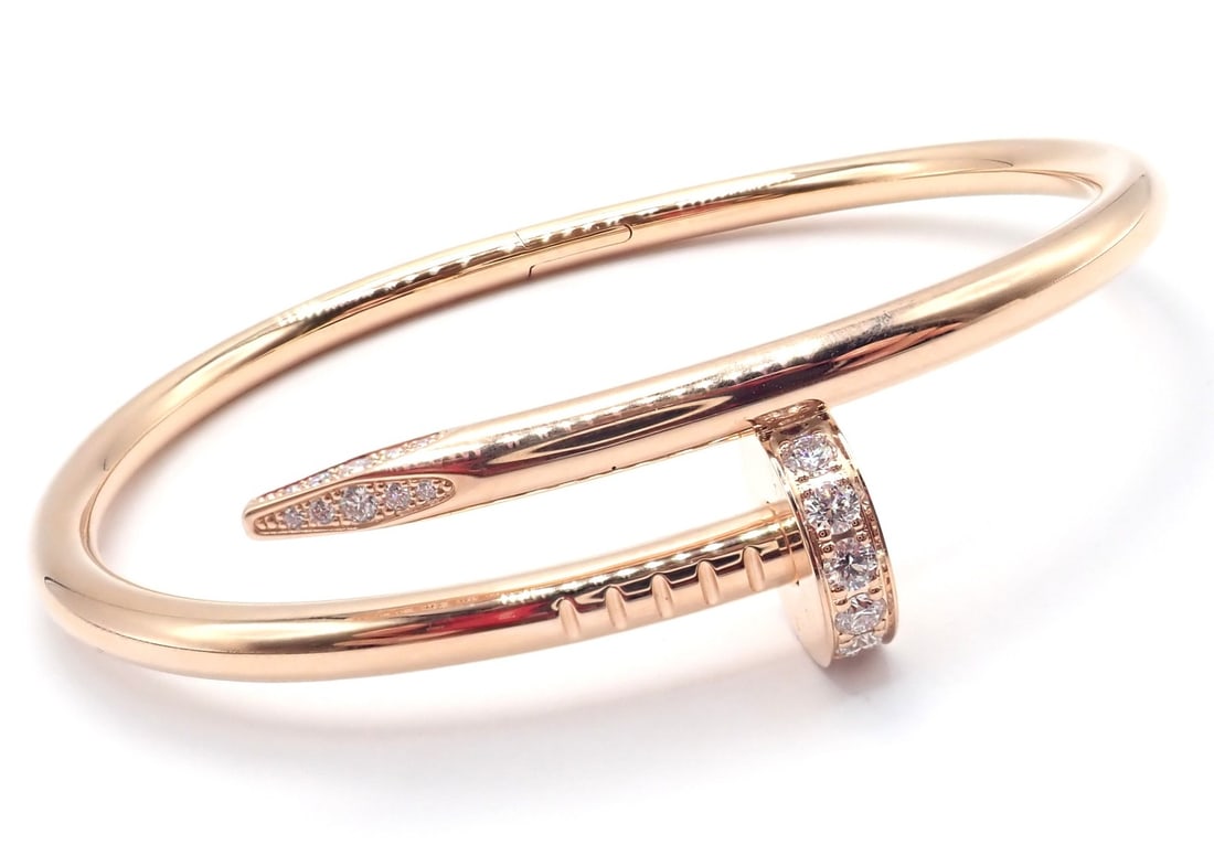 Cartier Juste un Clou Nail 18k Rose Gold Diamond Classic Bangle Bracelet Size 16: About This Piece: Authentic Cartier Juste un Clou Nail 18k Rose Gold Diamond Classic Model Bangle Bracelet Size 1