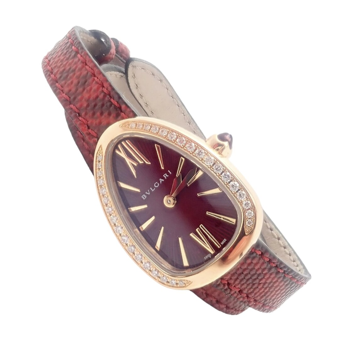 Bulgari 18k Rose Gold Diamond Tubogas Red Serpenti Snake Watch + Band + Tool: About This Piece: