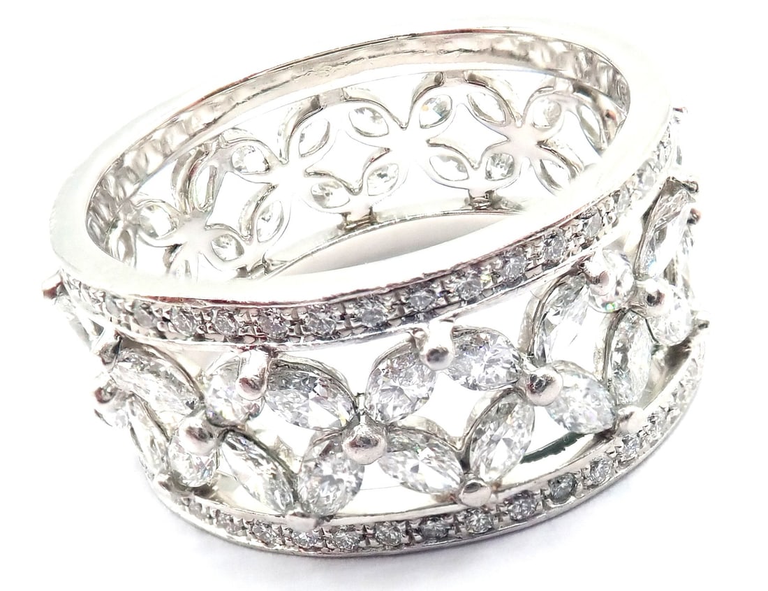 Tiffany & Co Victoria Platinum Diamond Wide Band Ring Size 7 1/4: About This Piece: Retail Price: $32,500 plus tax