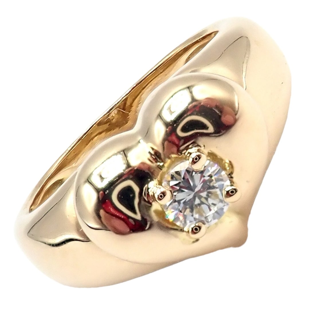 Van Cleef & Arpels 18k Yellow Gold Diamond Heart Ring (1 of 9)