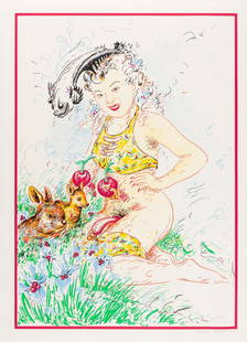 Attersee, Christian Ludwig (*1940): Girlfriend Honolully, 1973 colour serigraphy signed, dated and numbered lower right: 115/140 plate size: 25 x 17,7 in / sheet size 27,4 x 10,1 in Christian Ludwig Attersee successfully graduated in 19