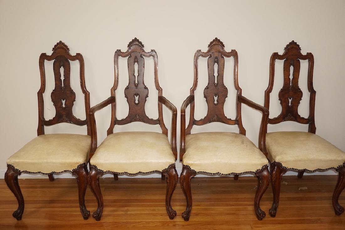 Dining Room 1920's Walnut Carved Set of 4 Dining Chairs: Dining Room 1920's Walnut Carved Set of 4 Dining Chairs