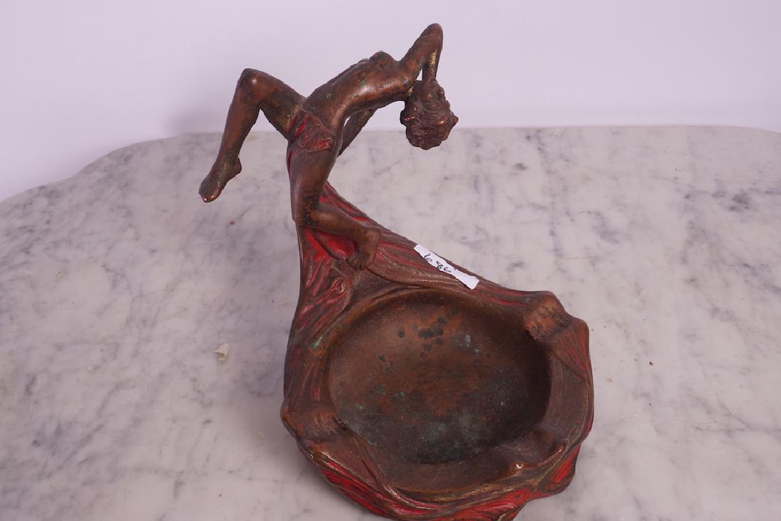 Armor Bronze Art Deco Figural Ash Tray 8": Armor Bronze Art Deco Figural Ash Tray 8"