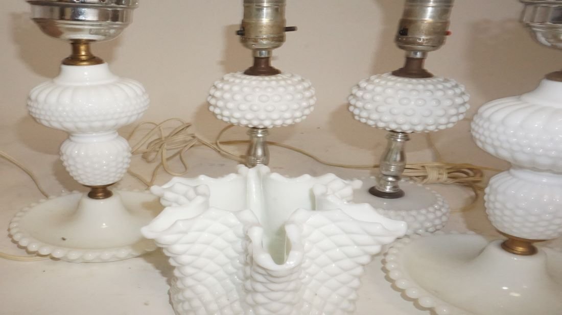Lot of Misc Milk Glass Table Lamps (1 of 3)