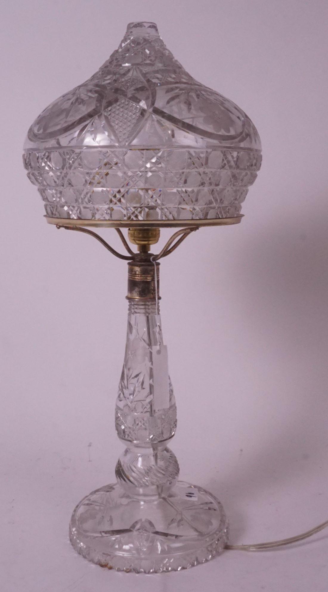 Antique Cut Crystal Mushroom Table Lamp (1 of 3)