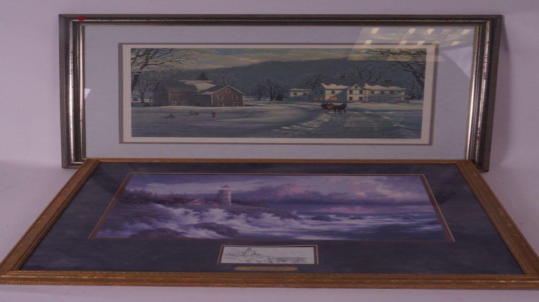 Lot of 2 Art pieces Thomas Kinkaid Prints Mac Williams Lithograph (1 of 3)