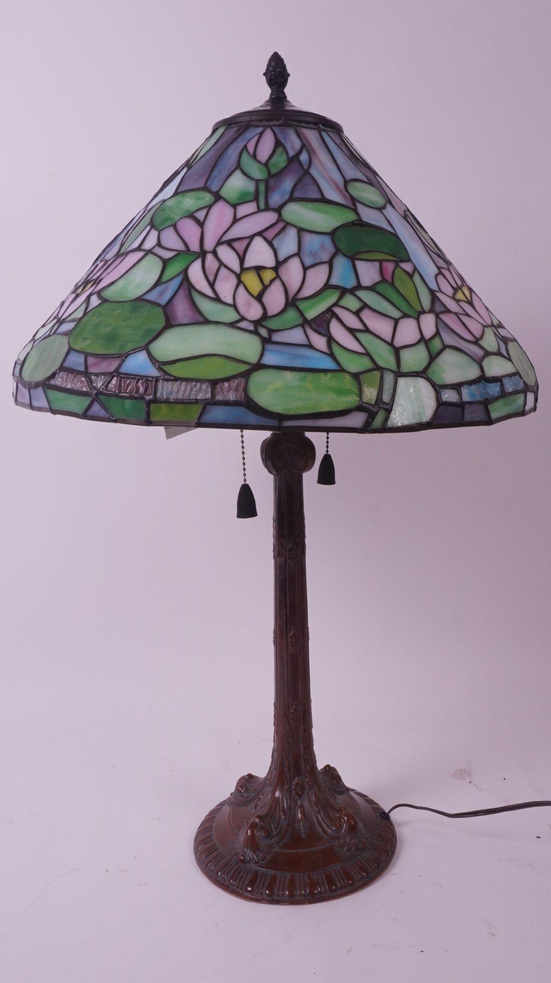 Stained Glass Lamp with Metal Base. (1 of 4)
