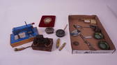 Lot of misc. including cast Iron car, pocket knives, Antique sewing machine