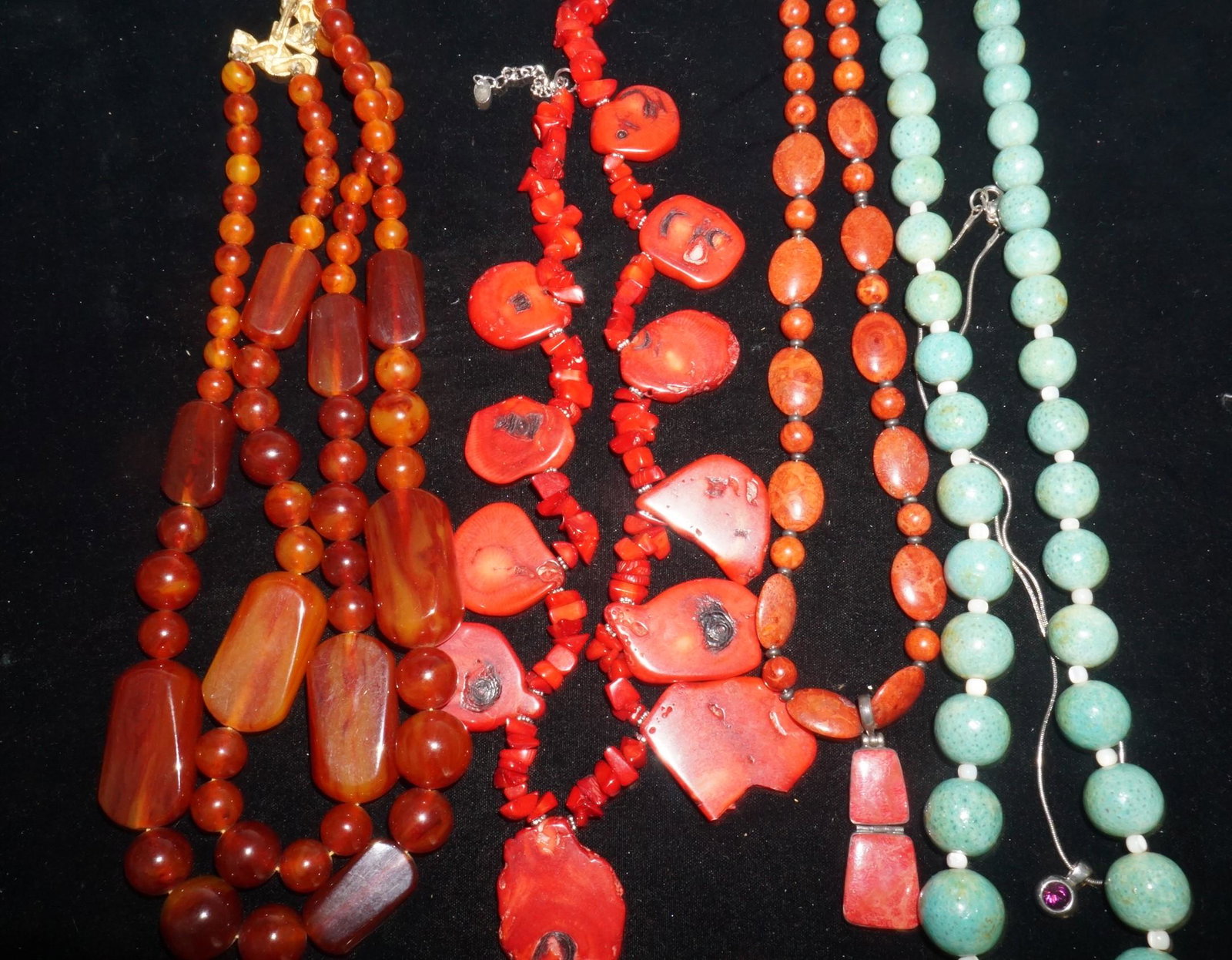 Lot of Misc Vintage Costume Jewelry including: Natural Stone Beaded Necklaces (1 of 4)