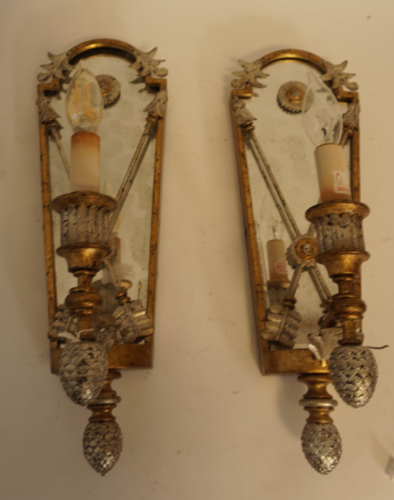 Pair of Neo Classical Wall Mirrored Sconces attributed to Maitlin Smith (1 of 4)