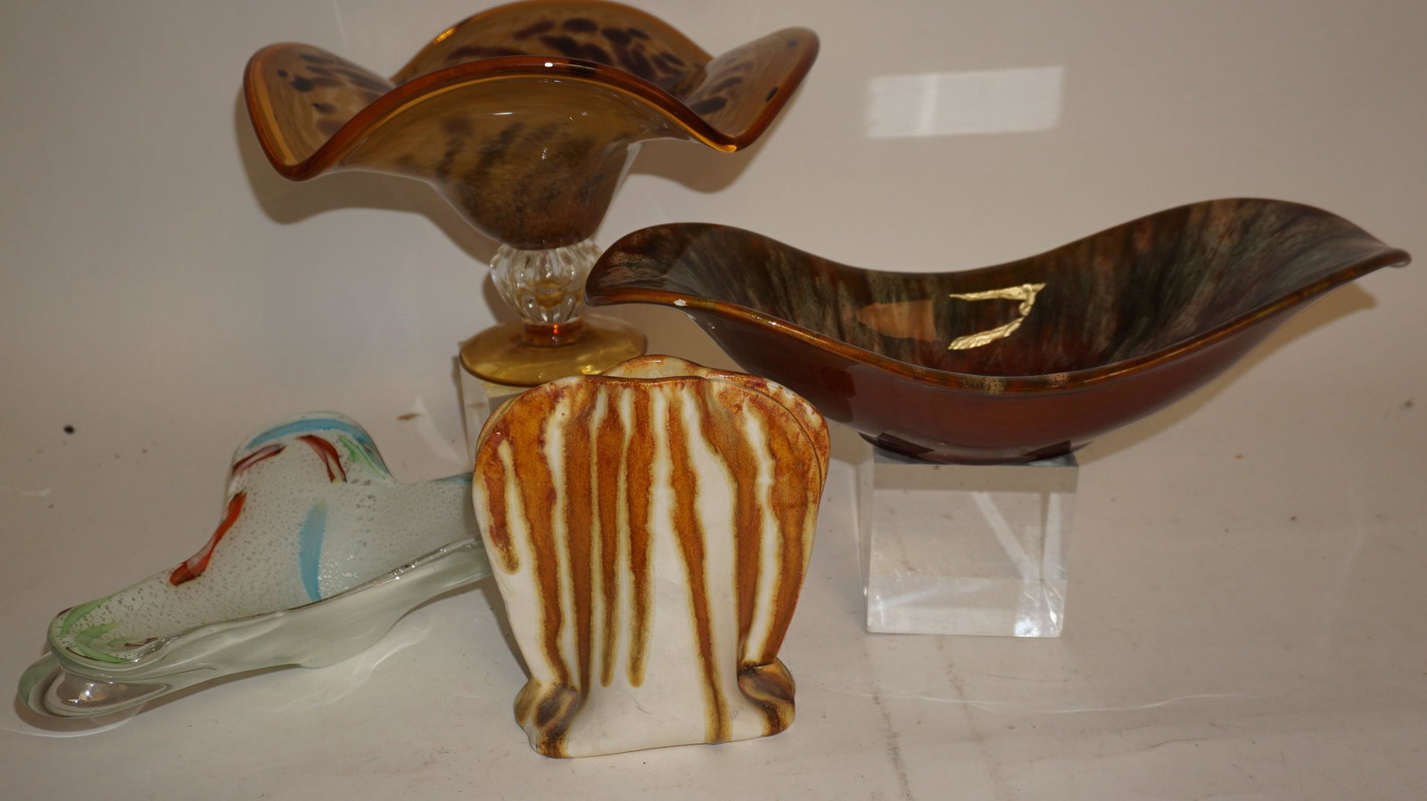 Assorted Pottery and Italian Murano Art Glass: Assorted Pottery and Italian Murano Art Glass largest 12"d x 7"h