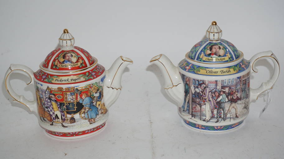 Two Sadler Tea Pots Oliver Twist & Pickwick Papers