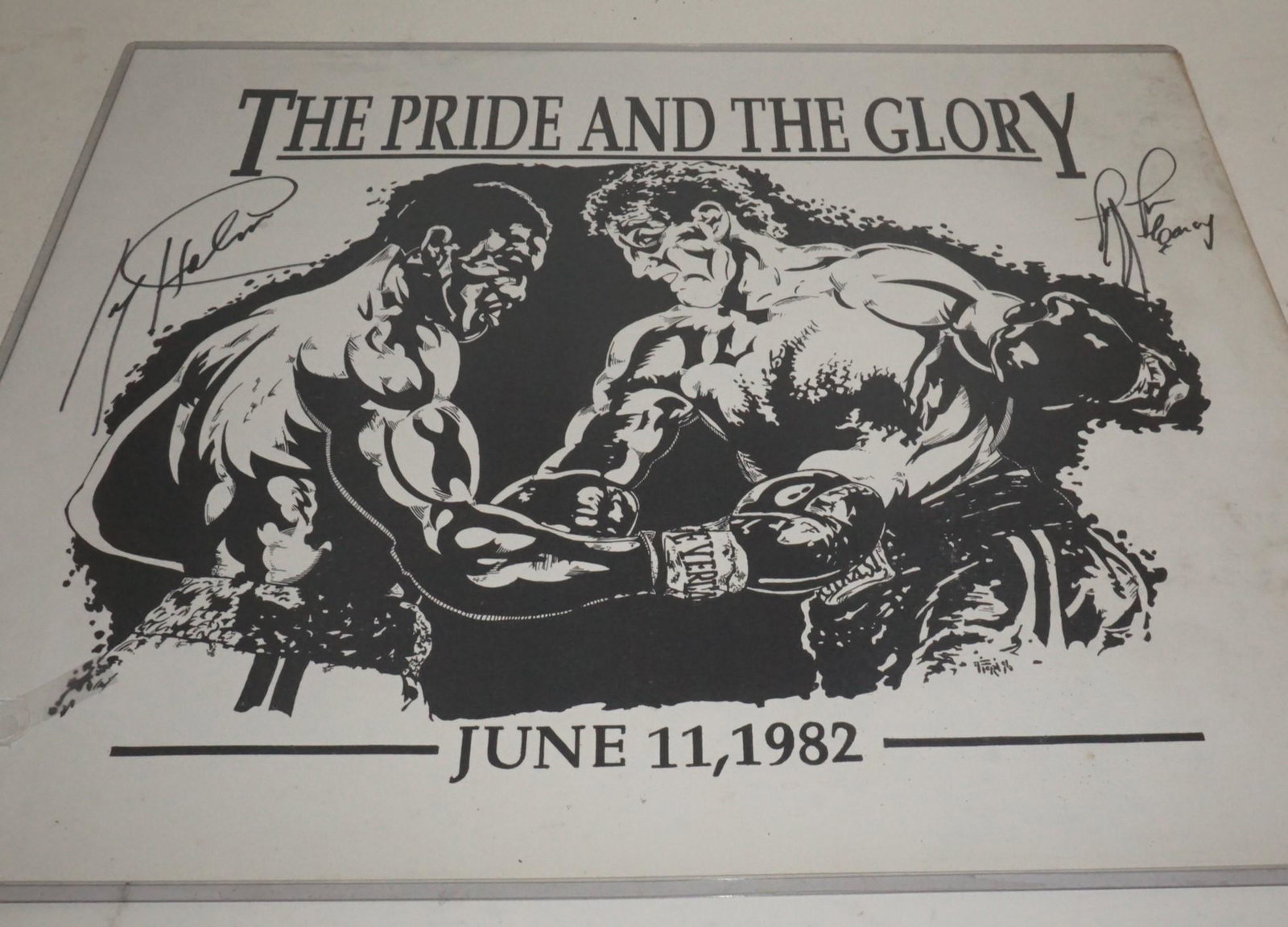 Boxing Autograph Poster of Larry Holmes & Gerry Cooney from June 11, 1982 Fight The Pride and Glory (1 of 3)