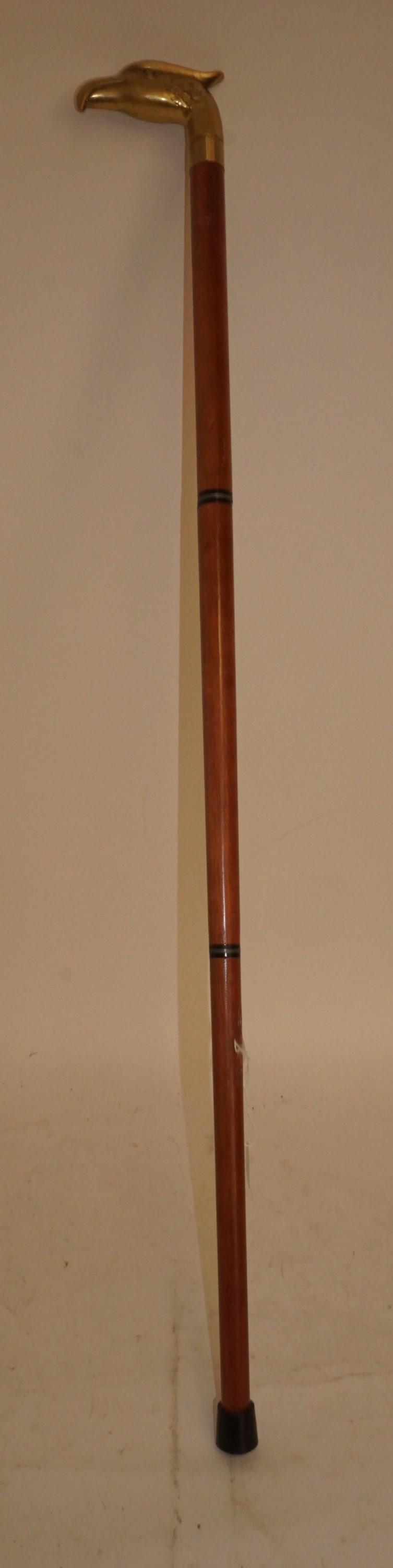 Walking Stick With Hidden Flask Brass Eagle Auction