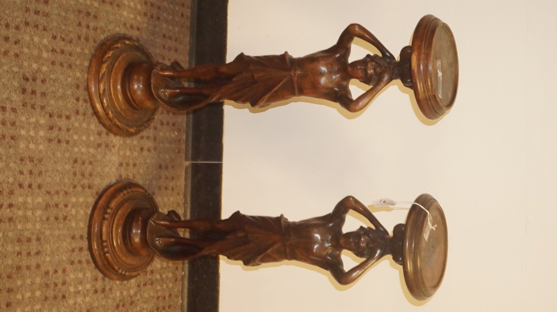 Two Antique Pedestals Original 1900s Figural Carved Pedestals (1 of 4)