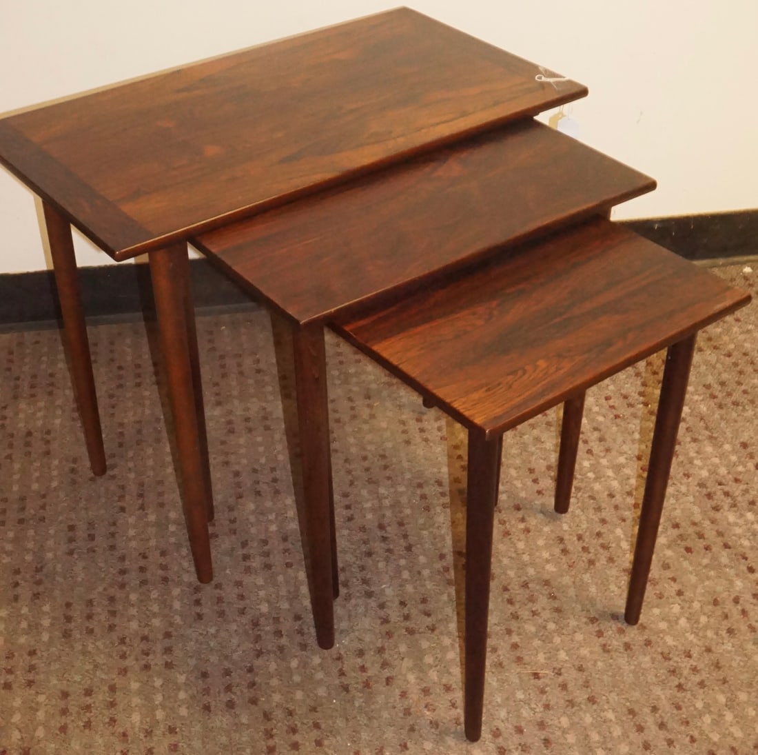 Set of 3 Mid Century Modern Made in Norway Rose wood Nesting tables (1 of 4)