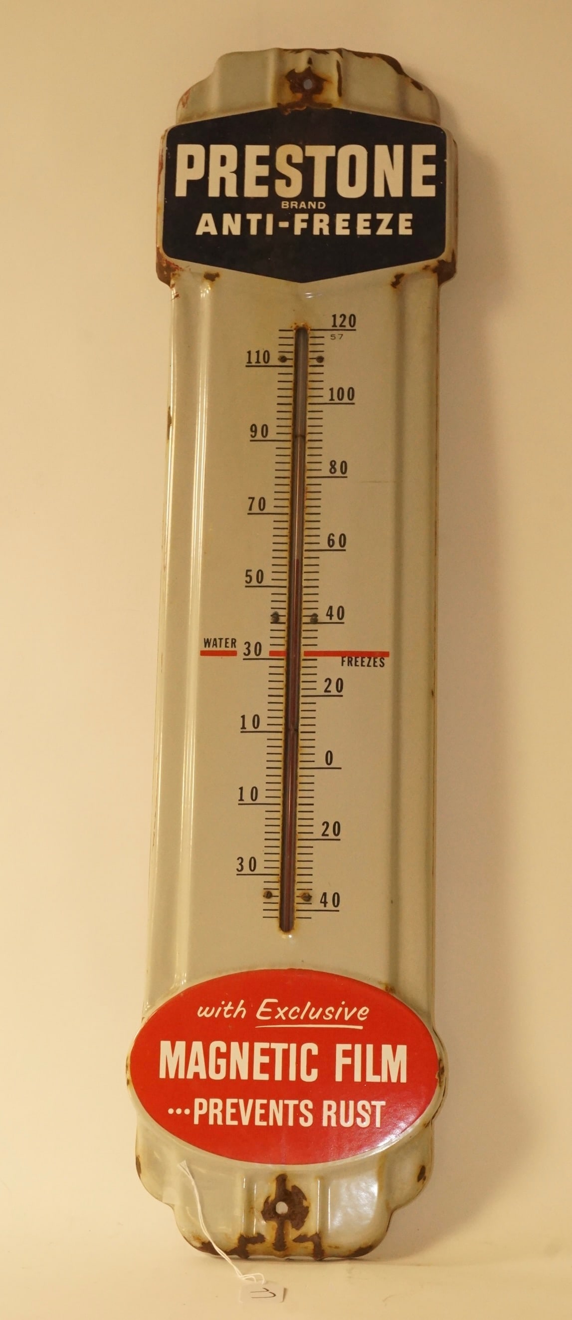 Single Sided Porcelain Prestone Anti-Freeze thermometer Advertisment (1 of 4)